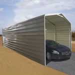 ALEKO 12W x 26L x 10H ft. Metal Carport with Corrugated Roof Panels and Sidewall Panels – Gray CPMS-12-26-GY-AP