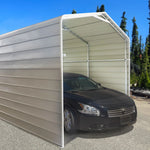 ALEKO 12W x 26L x 10H ft. Metal Carport with Corrugated Roof Panels and Sidewall Panels – Gray CPMS-12-26-GY-AP