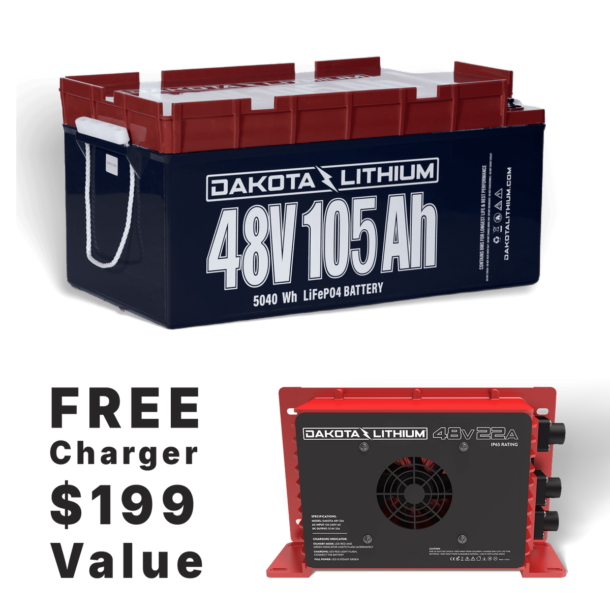 Dakota Lithium 48V 105Ah Deep Cycle LiFePO4 Battery DL-10548