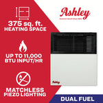 Ashley 11,000 BTU Direct Vent Dual Fuel Wall Heater DVAG11-DF