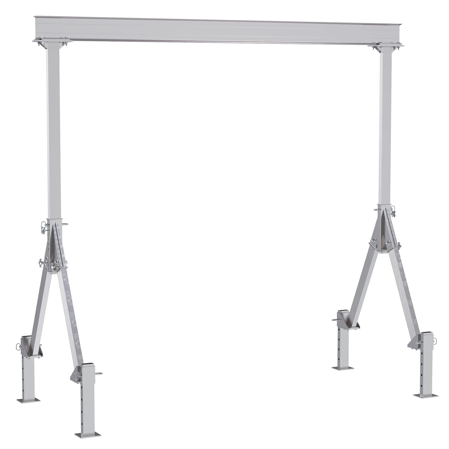Vestil Aluminum Fixed Height Gantry Crane With Adjustable Leveling Option 12 ft. X 10 ft. 2000 lb. Capacity Silver FHA-2-12-10-ALO