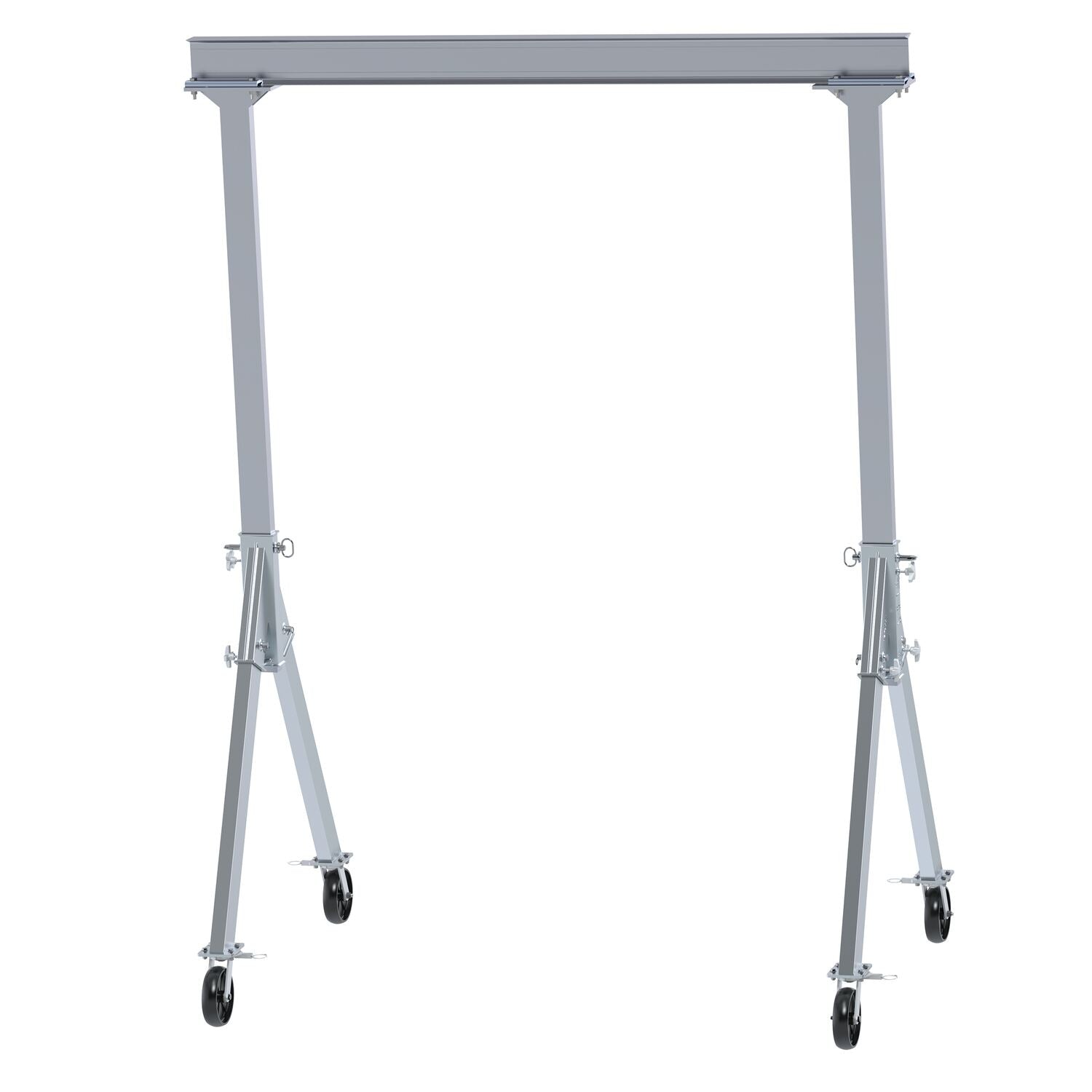 Vestil Aluminum Fixed Gantry Crane with Glass Filled Nylon Locking Casters 8 Ft. x 10 Ft. 2000 Lb. Capacity Silver FHA-2-8-10