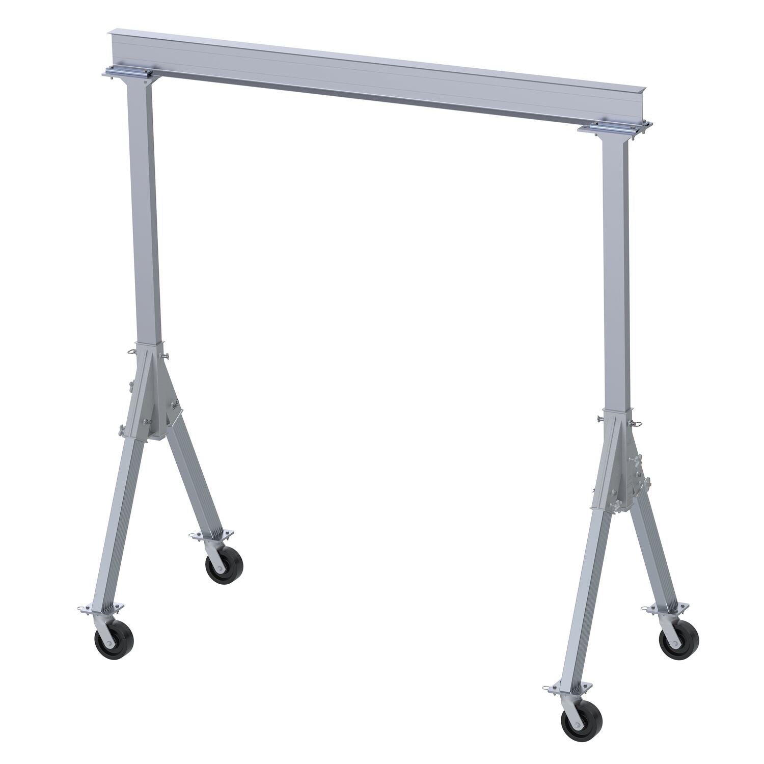 Vestil Aluminum Fixed Gantry Crane with Phenolic Locking Casters 10 Ft. x 10 Ft. 4000 Lb. Capacity Silver FHA-4-10-10