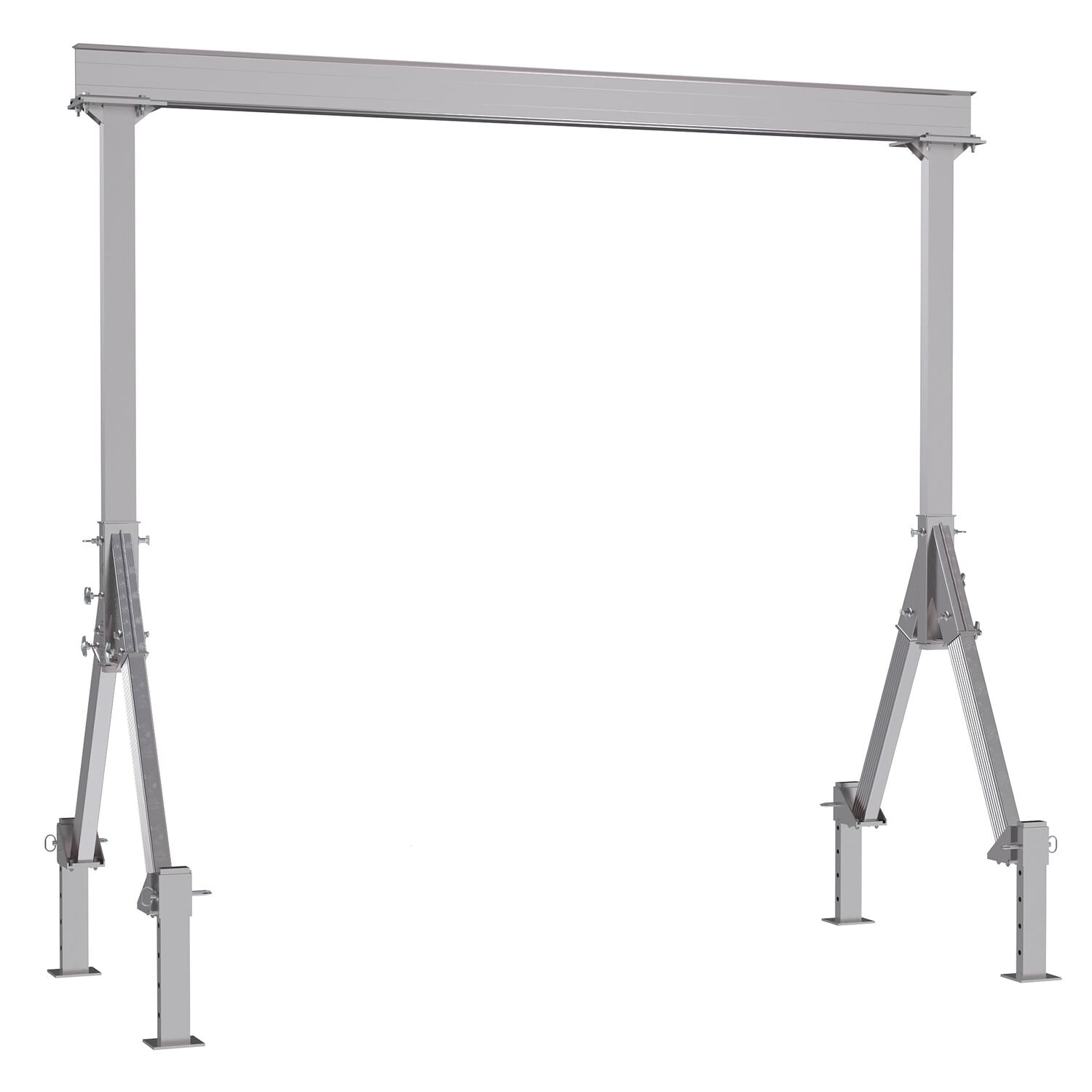 Vestil Aluminum Fixed Height Gantry Crane With Adjustable Leveling Option 12 ft. X 10 ft. 4000 lb. Capacity Silver FHA-4-12-10-ALO