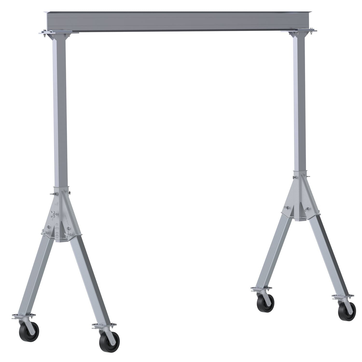 Vestil Aluminum Fixed Gantry Crane with Phenolic Locking Casters 12 Ft. x 10 Ft. 4000 Lb. Capacity Silver FHA-4-12-10