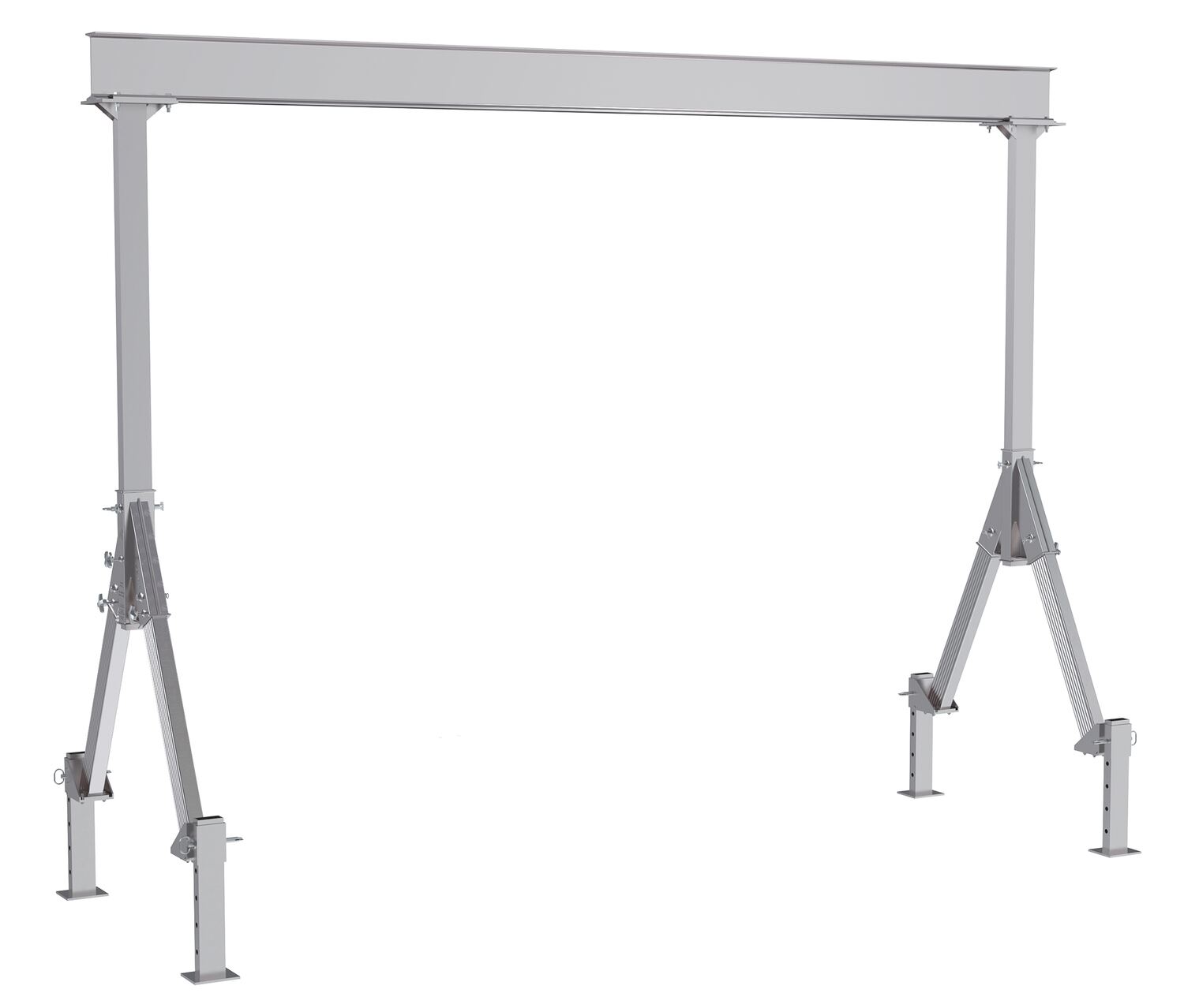 Vestil Aluminum Fixed Height Gantry Crane With Adjustable Leveling Option 15 ft. X 10 ft. 4000 lb. Capacity Silver FHA-4-15-10-ALO