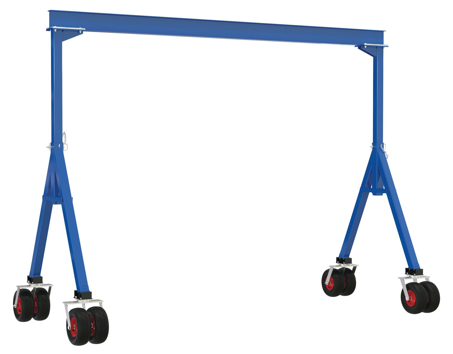 Vestil Steel Fixed Height Gantry Crane with Pneumatic Rubber Casters 15 Ft. 4000 Lb. Capacity Blue FHS-4-15-PNU