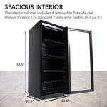 Whynter 124 Bottle Freestanding Wine Refrigerator FWC-1201BB