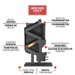 Wiseway GW1949 2,000 Sq Ft EPA Certified Gravity Fed Non-Electric Pellet Stove GW1949