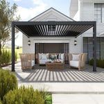 ALEKO 12x13 ft. Powered Aluminum Wall-Mounted Pergola with LED Lights - Galaxy Collection PERG12X13GALAXY-AP