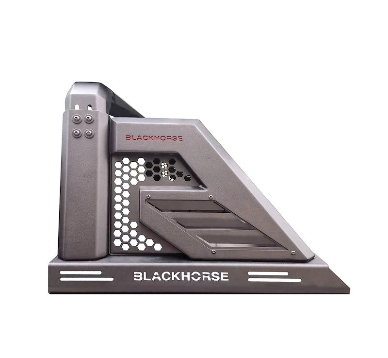 Black Horse Offroad Armour II Steel Truck Bed Bar, Black, With 50-Inch Light Bar Mounting Plate AR2-01B
