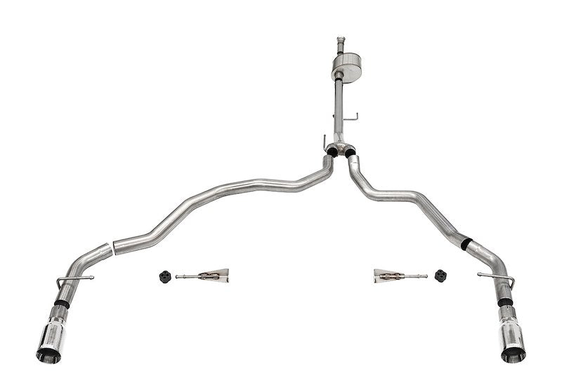 Corsa Performance Exhaust System Kit Xtreme Cat-Back; Stainless Steel; 3-Inch Pipe; Dual Rear Exit; 4-Inch Polished Tips 21146