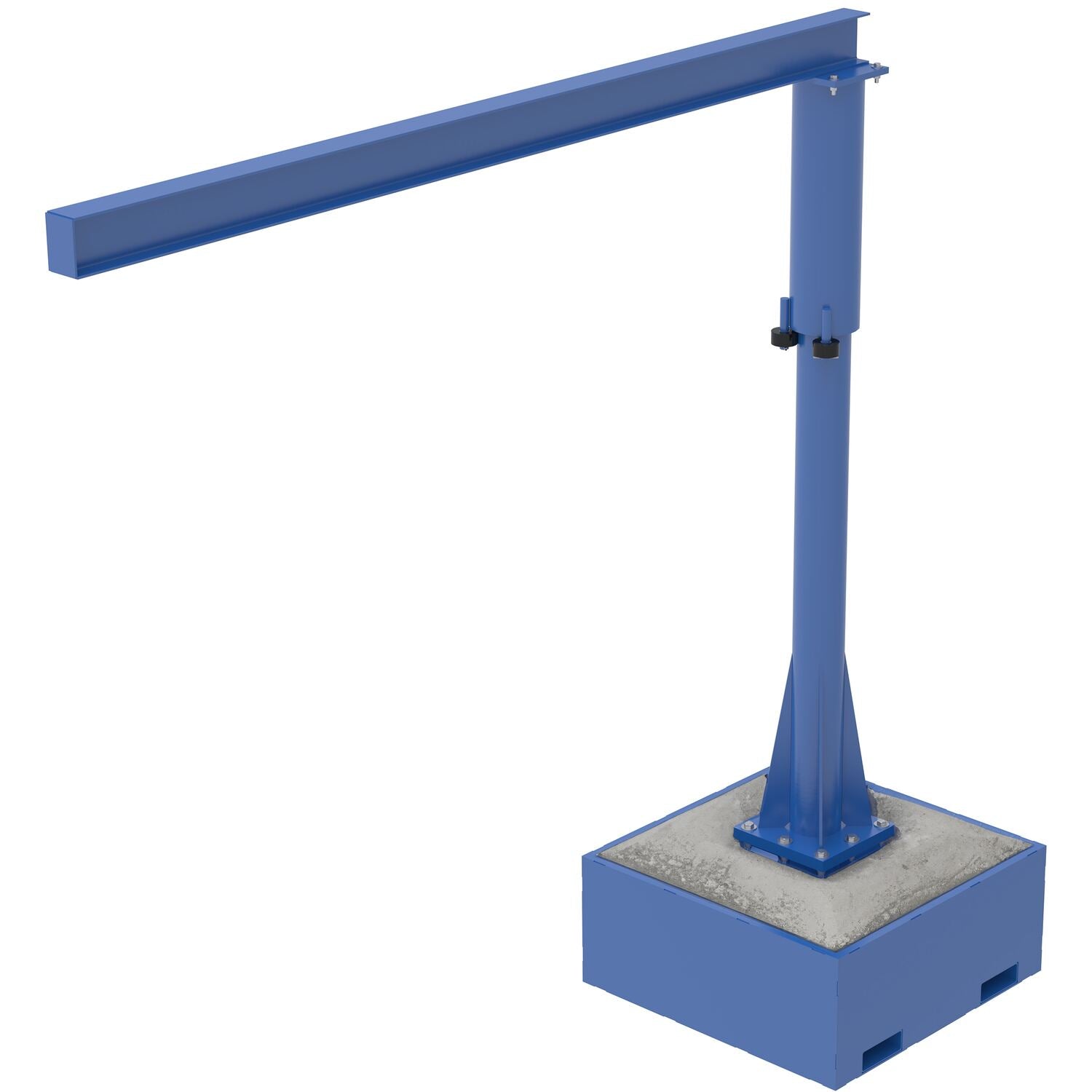 Vestil Steel Portable Jib Crane with Filled Base 10 Ft. I-Beam 250 Lb. Capacity Blue JIB-CB-25-10-10-BC