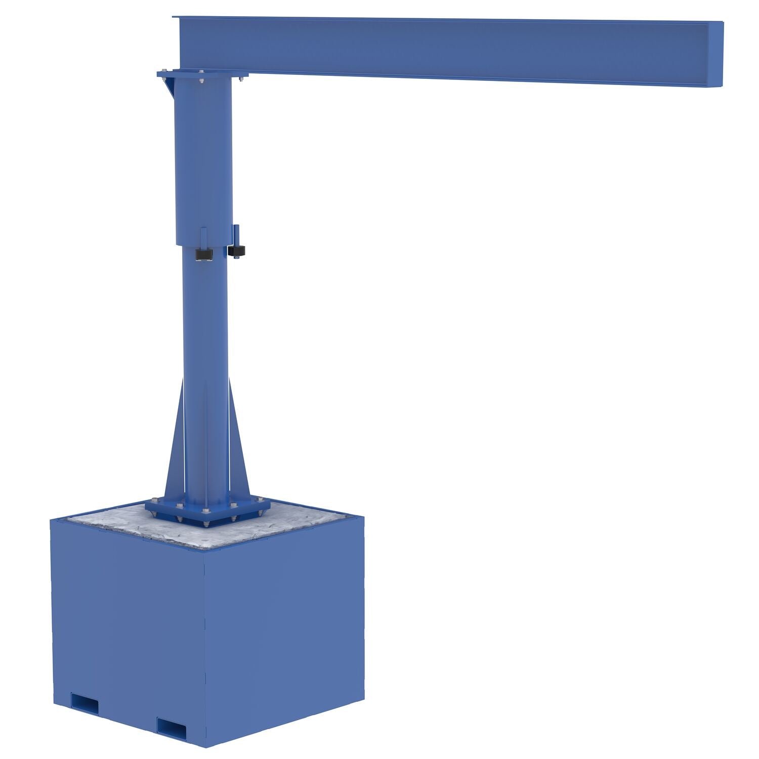 Vestil Steel Portable Jib Crane with Filled Base 10 Ft. I-Beam 500 Lb. Capacity Blue JIB-CB-50-10-10-BC