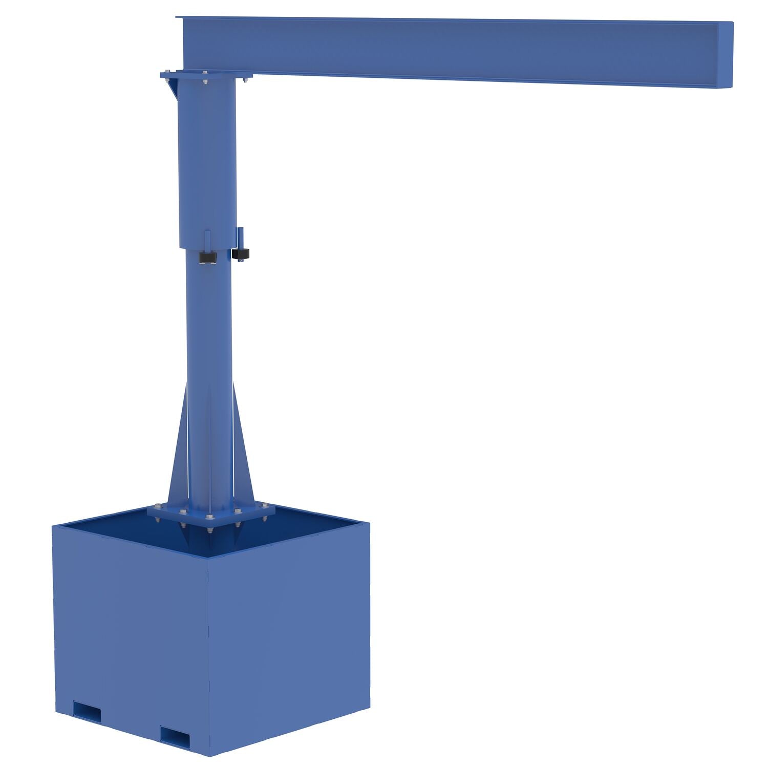 Vestil Steel Portable Jib Crane with Empty Base 10 Ft. I-Beam 500 Lb. Capacity Blue JIB-CB-50-10-10