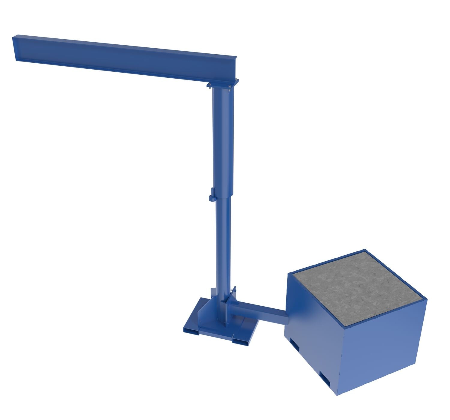 Vestil Steel Portable Offset Jib Crane with Filled Base 8 Ft. I-Beam 1000 Lb. Capacity Blue JIB-CBX-100-8-10-BC