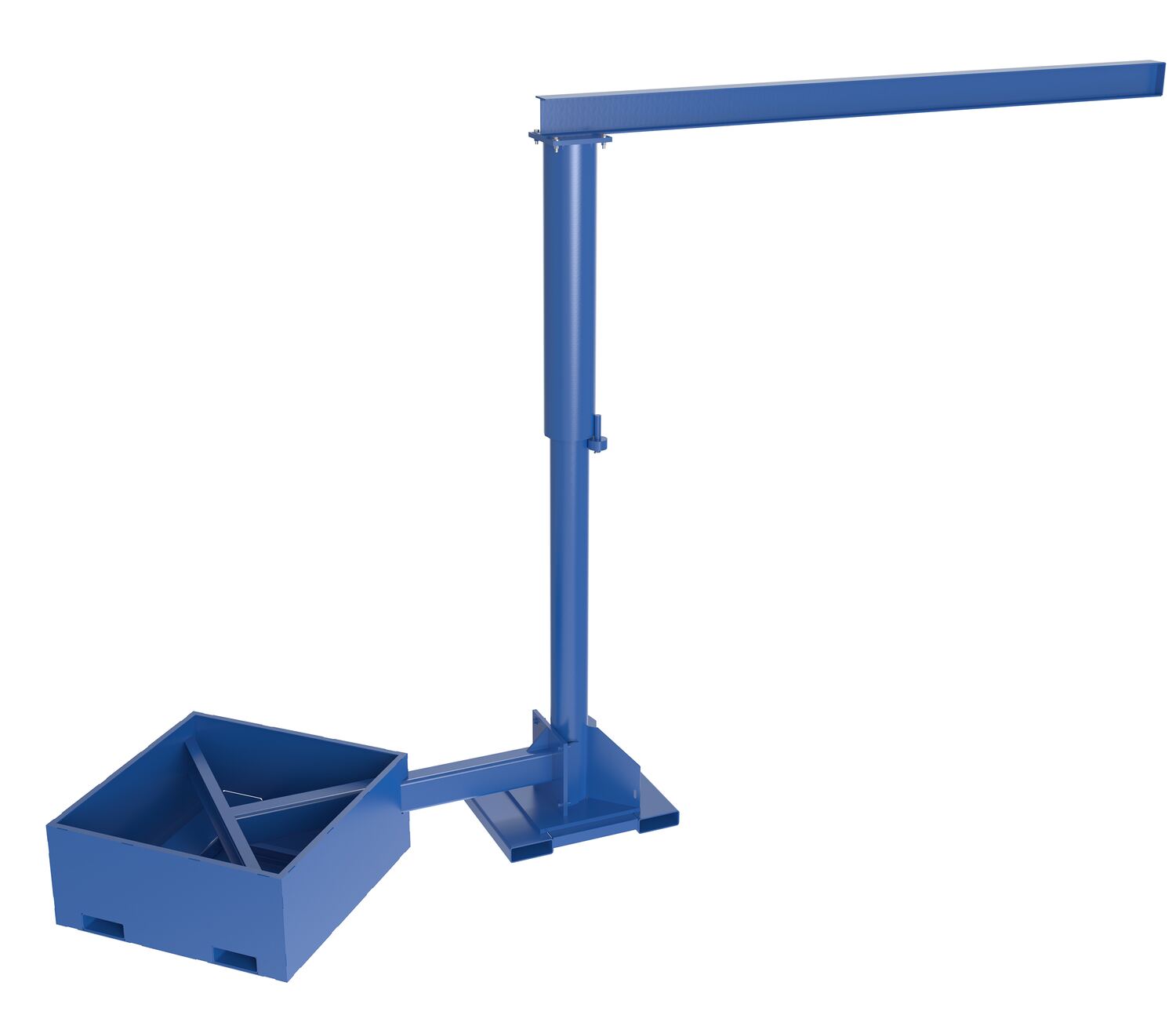 Vestil Steel Portable Offset Jib Crane with Empty Base 10 Ft. I-Beam 250 Lb. Capacity Blue JIB-CBX-25-10-10