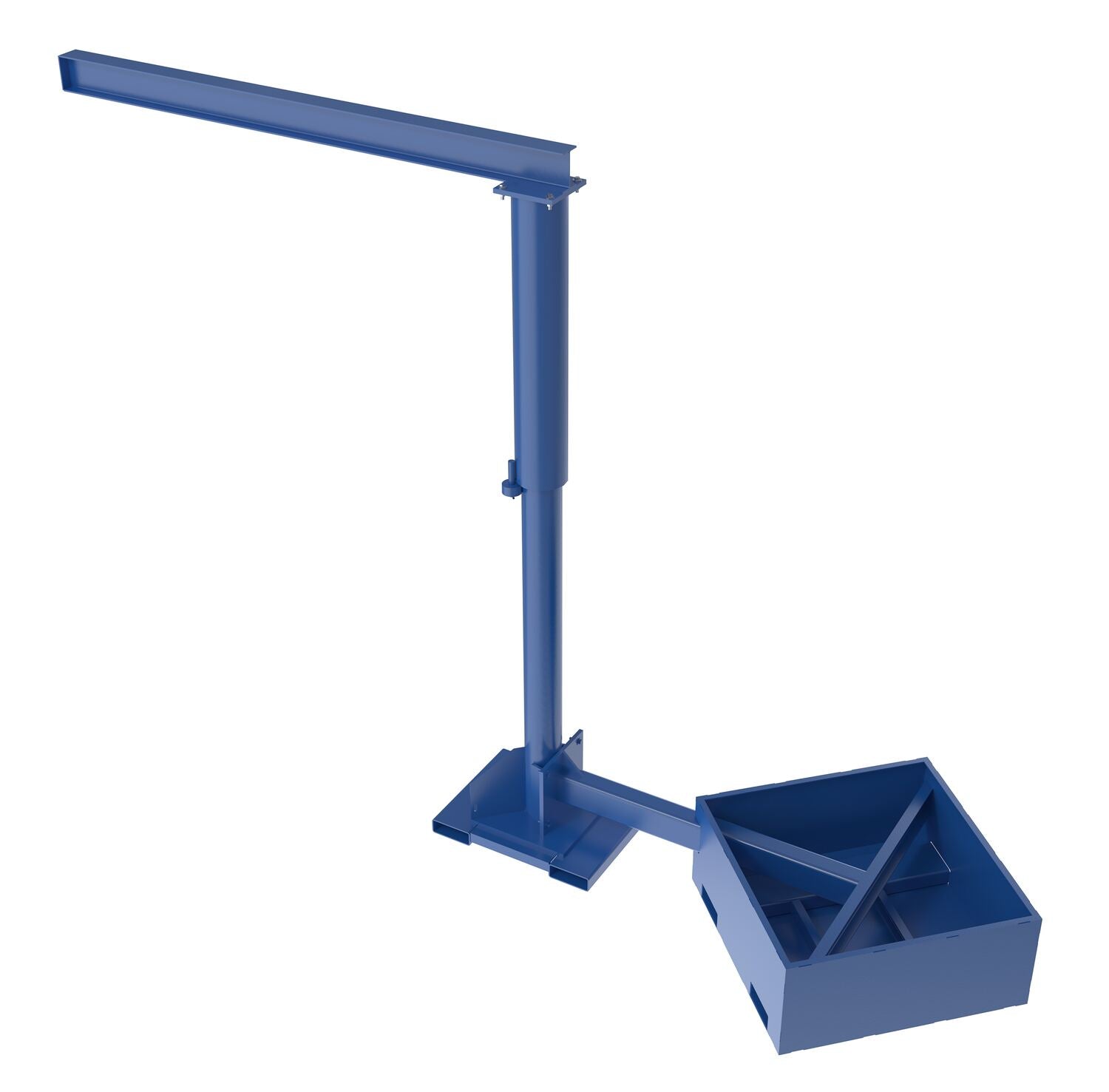 Vestil Steel Portable Offset Jib Crane with Empty Base 8 Ft. I-Beam 250 Lb. Capacity Blue JIB-CBX-25-8-10