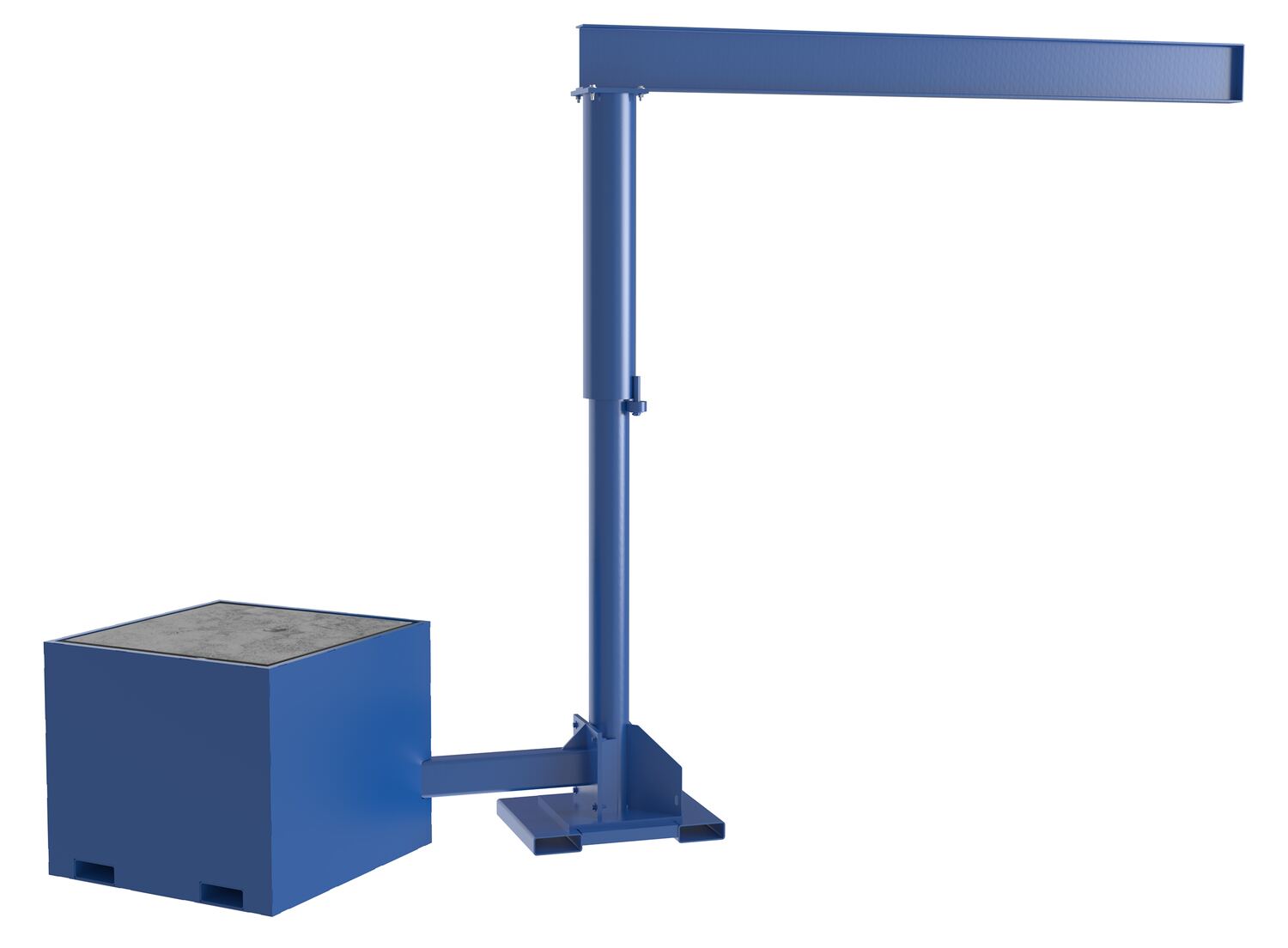 Vestil Steel Portable Offset Jib Crane with Filled Base 10 Ft. I-Beam 500 Lb. Capacity Blue JIB-CBX-50-10-10-BC