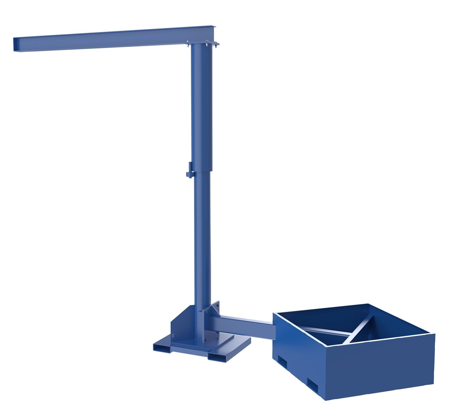 Vestil Steel Portable Offset Jib Crane with Empty Base 8 Ft. I-Beam 500 Lb. Capacity Blue JIB-CBX-50-8-10