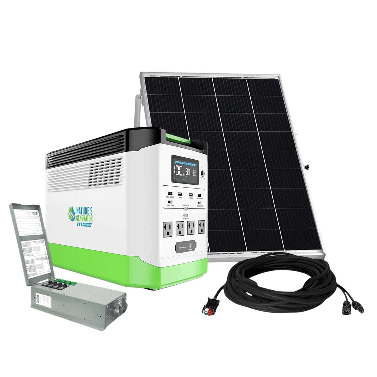 Nature's Generator High Capacity Lithium 1800 Solar Generator and Transfer Switch NGLGNAUP