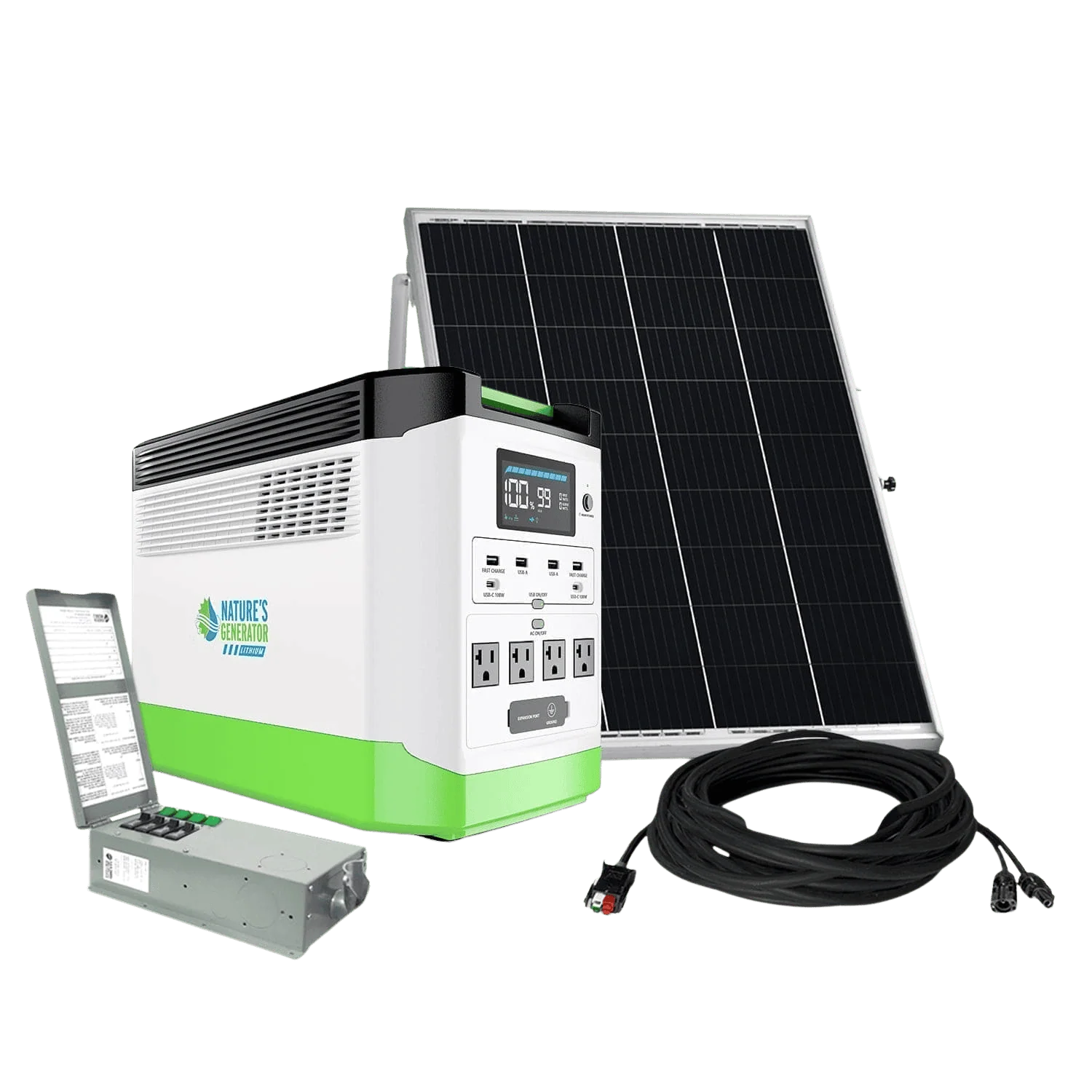 Nature's Generator High Capacity Lithium 1800 Solar Generator and Transfer Switch NGLGNAUP