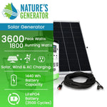 Nature's Generator High Capacity Lithium 1800 Solar Generator and Transfer Switch NGLGNAUP