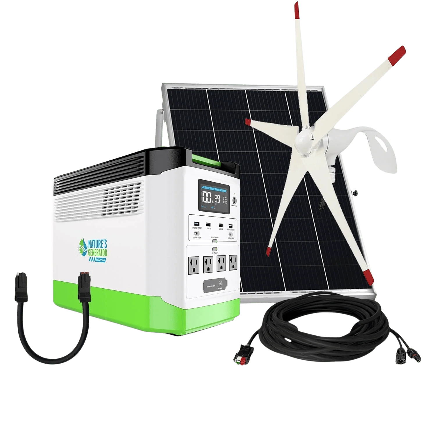 Nature's Generator High Capacity Lithium 1800 Solar and Wind Generator NGLGNAUW