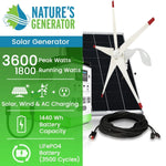 Nature's Generator High Capacity Lithium 1800 Solar and Wind Generator NGLGNAUW