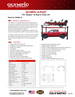 Olympic “The Skipper” 10,000 lb Portable Boat & Trailer Lift – Extra-Wide 4-Post Storage Lift with Adjustable Runway HDMBL-10
