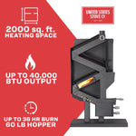 Wiseway GW1949 2,000 Sq Ft EPA Certified Gravity Fed Non-Electric Pellet Stove GW1949
