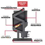 Wiseway GW1949 2,000 Sq Ft EPA Certified Gravity Fed Non-Electric Pellet Stove GW1949