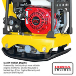 Tomahawk 5.5 HP Honda Reverse Plate Compactor 19x14 Plate for Asphalt, Aggregate, Cohesive Soil Compaction TPC100H