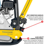 Tomahawk 5.5 HP Honda Reverse Plate Compactor 19x14 Plate for Asphalt, Aggregate, Cohesive Soil Compaction TPC100H
