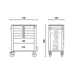 Beta RSC24 Heavy Duty Rolling Tool Cabinet, 7 Drawers, Ball Bearing Slides, Rubber Mat Liners, 5" Casters, Anti-Fall Edge Worktop, 1760 lbs Load Capacity, Made in Italy RSC24/7