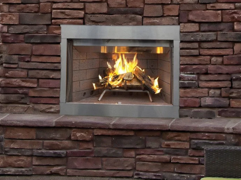 Superior 36" Traditional Outdoor Wood Burning Fireplace With White Stacked Refractory Panels WRE3036WS