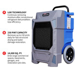 Tomahawk 230 Pint Commercial Industrial Dehumidifier 14,000 ft² Rated LGR Integrated Pump Drain Hose TCD230