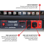 Tomahawk 4000 Watt Honda Powered Generator Portable Gas Power Professional Use TG4000H