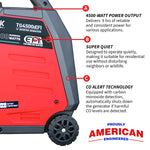Tomahawk 4500 Watt Inverter Generator Electronic Fuel Injection EFI Super Quiet Portable Gas Power Professional Use TG4500iEFI
