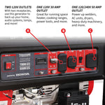 Tomahawk 7000 Watt Honda Powered Portable Generator Gas Power Professional Use TG7000H