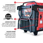 Tomahawk 10,500 Watt Inverter Generator Electric Start Super Quiet Portable Gas Power Professional Use TG9000i