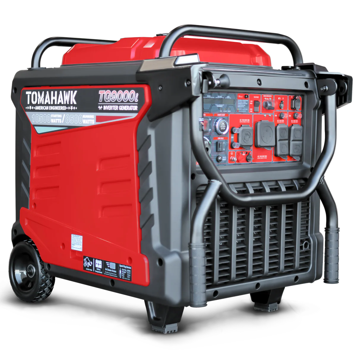 Tomahawk 10,500 Watt Inverter Generator Electric Start Super Quiet Portable Gas Power Professional Use TG9000i