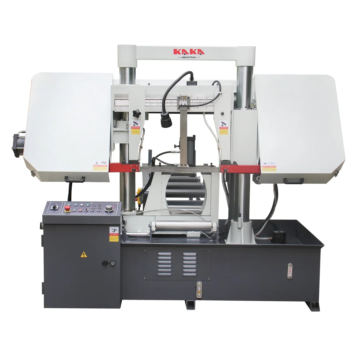 KaKa Industrial Kaka Industrial TGK-16A Double column horizontal band saw, Max cutting capacity 15.7 inch, vertical lifting, high stability. Cutting speed adopts hydraulic control, 230V 60HZ 3PH 188304V230