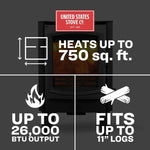 US Stove 750 Sq. Ft. Tiny Wood Stove TH-100