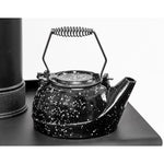 US Stove 3 qt Enameled Porcelain Steamer Kettle – Black with White Spec TK-02BWS
