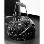 US Stove 3 qt Enameled Porcelain Steamer Kettle – Black with White Spec TK-02BWS