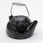 US Stove 3 qt Enameled Porcelain Steamer Kettle – Black with White Spec TK-02BWS