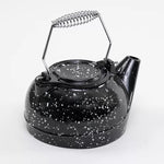 US Stove 3 qt Enameled Porcelain Steamer Kettle – Black with White Spec TK-02BWS