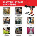 Tomahawk Electric Platform Truck Scissor Lift Table Cart Portable Powered Hydraulic 46" Height Warehouse Loading Dock Material Handling TLIFT440