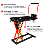 Tomahawk Electric Platform Truck Scissor Lift Table Cart Portable Powered Hydraulic 46" Height Warehouse Loading Dock Material Handling TLIFT440